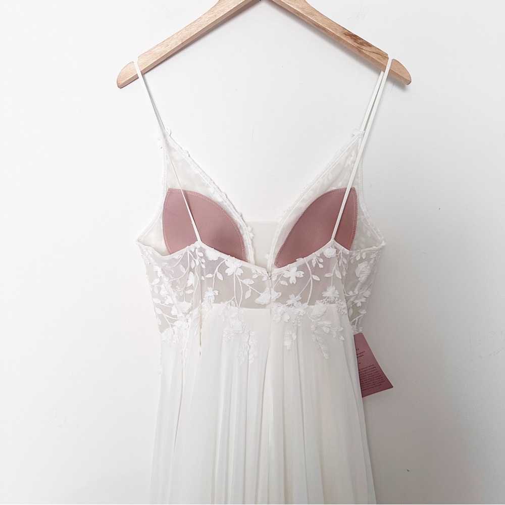 BHLDN Jenny by Jenny Yoo Kelsey Chiffon & Lace V-Neck A-Line Wedding Gown - Picture 10 of 13